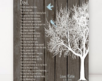 Daughter to Father Gift, Father of the Bride Gift on Wedding Day, Gift From Daughter to Father, Dad Poem, Art Print Personalized Dad Gift
