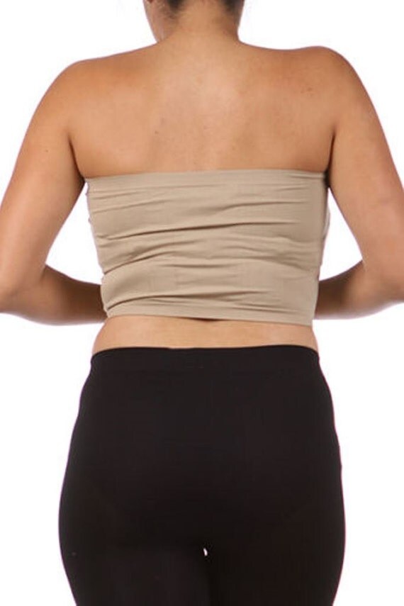 2 pcs Tube Top Strapless Bras Plus Size Seamless Bandeau Beige
