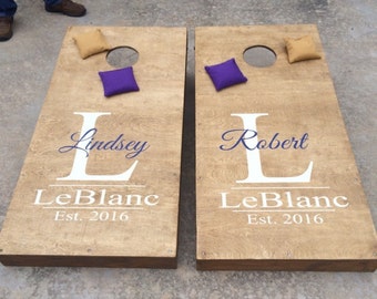 Wedding Cornhole Decal | Set of 2 | Personalized CornHole Sticker | His and Hers Name Cornhole Decal | Wedding Decal | Corn Hole Decal