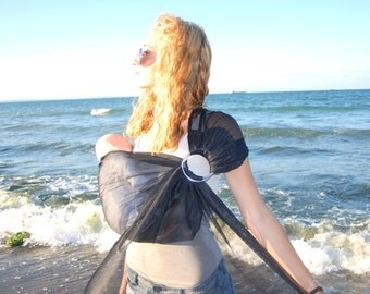 Baby Water Sling ,Black mesh ring sling , Summer Baby Sling, Water Ring Sling ,Baby Carrier , Pool Baby Sling, Baby Sling