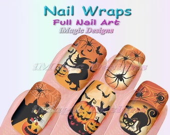Halloween Nail Wraps, Waterslide Full Nail Decals, Stickers, Halloween