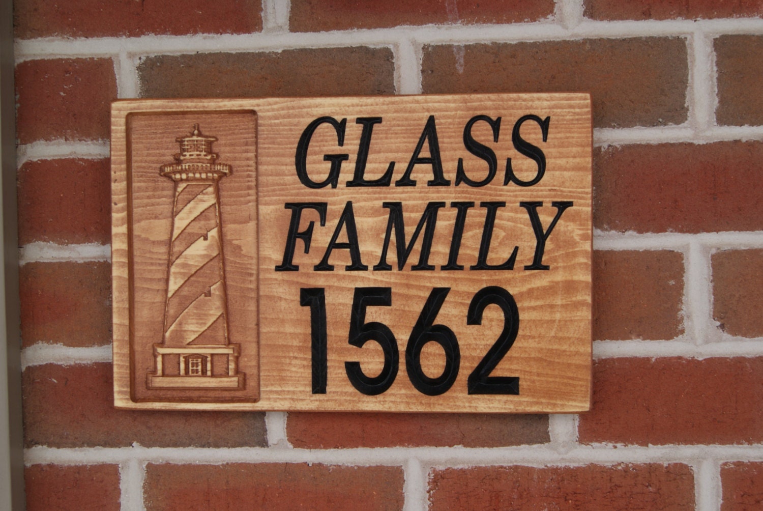 Raised Image Address Sign Personalized Carved House Number