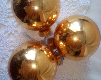 Set of 3 Glass Christmas Ornaments Decorations Made in England