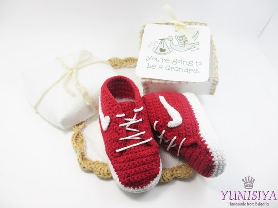 Pregnancy announcement Red baby shoes Pregnancy reveal to