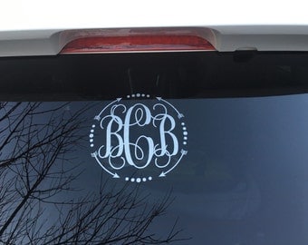 Arrow Monogram Car Decal, Lap Top Monogram Decal, Bow Decal, Monogram Decal, Arrow Decal, Bow Decal, Tribal Decal