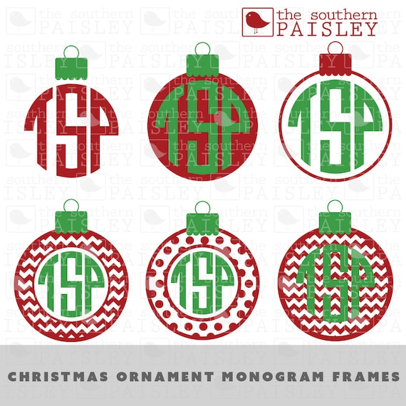 Download Christmas Ornament Monogram Frames .svg/.eps/.dxf/.ai for