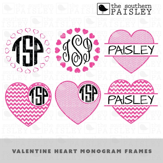 Download Valentine Heart Monogram Frames .svg/.eps/.dxf/.ai for