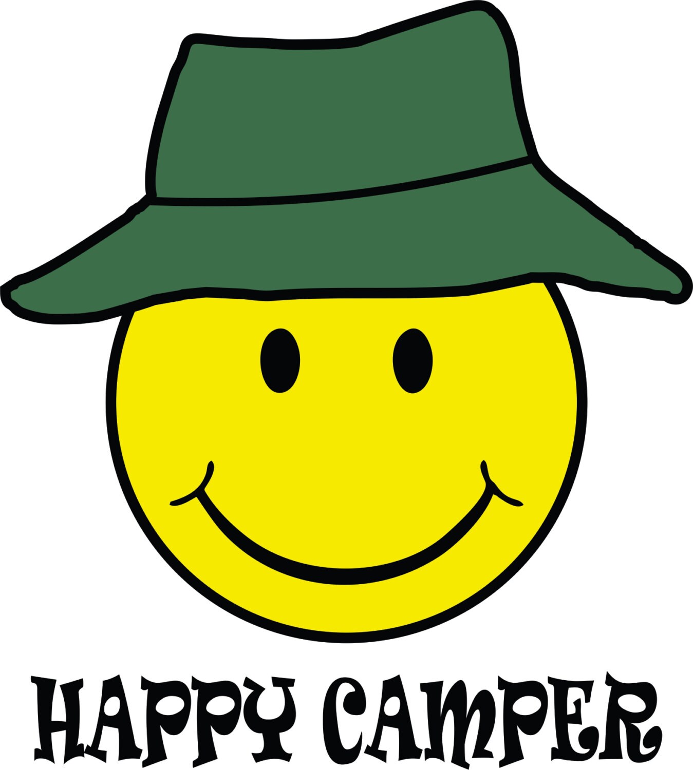 Happy Camper smiley face hat camping instant digital download