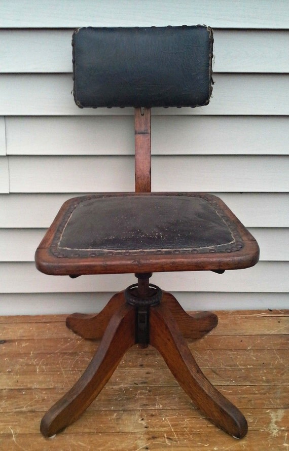 Antique Vintage Office Secretary Chair Solid by VintageRelics802