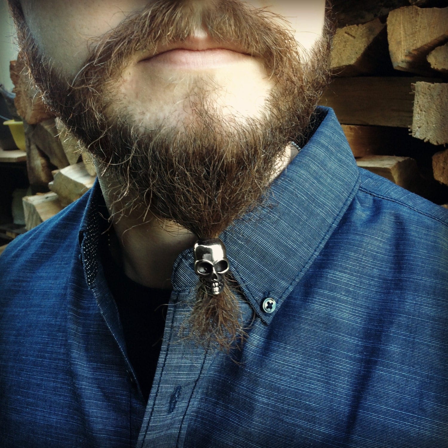 beard bead kit 'Grandaddy Skull' STAINLESS STEEL beard rings viking