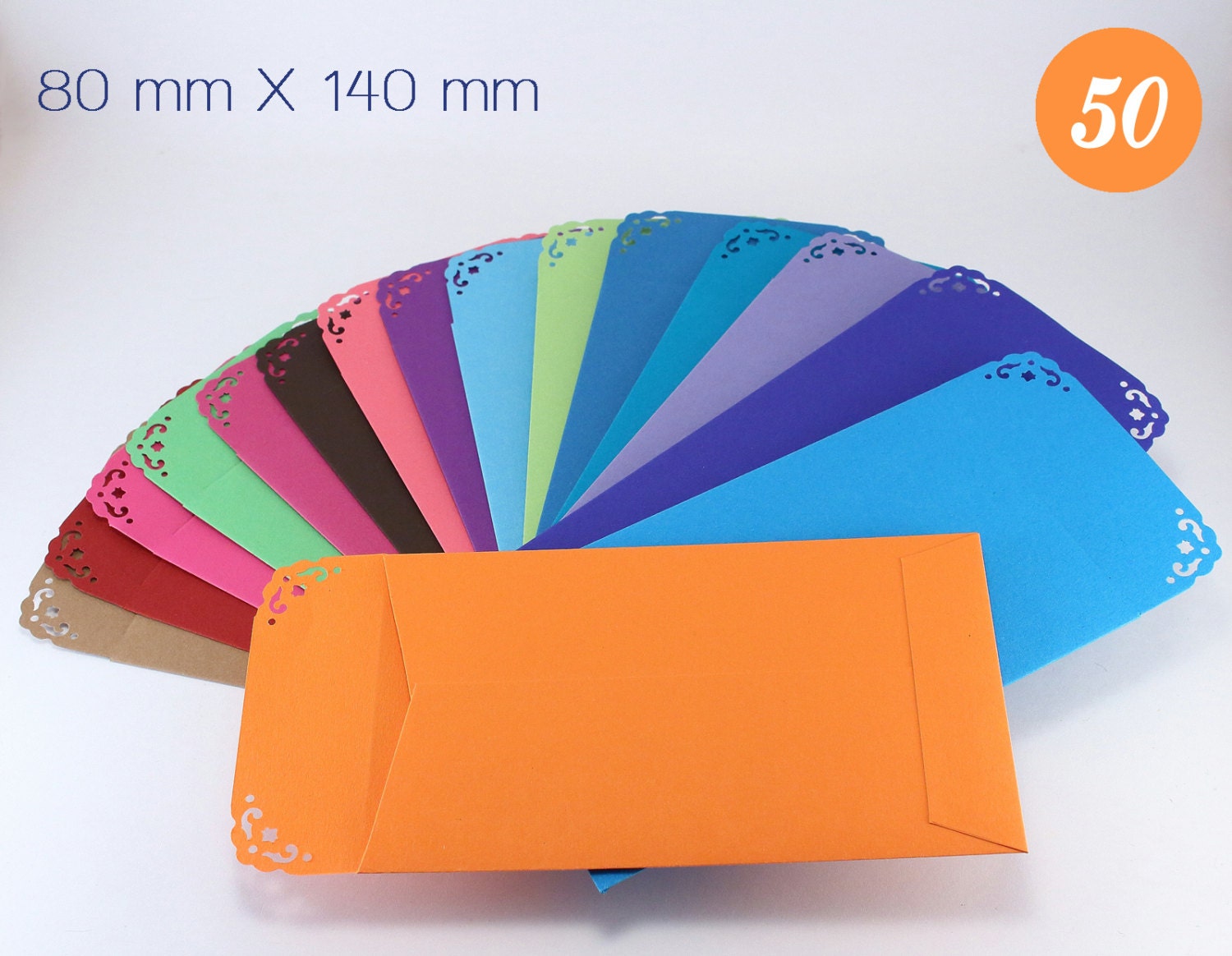 Download 50 small coin envelopes size 80mm x 140mm Color Paper