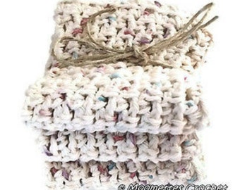 Handmade Dish Cloths Eco Friendly Cotton Crochet Kitchen Dish Cloths Beige Cottage Shabby Chic Gift Set of 3