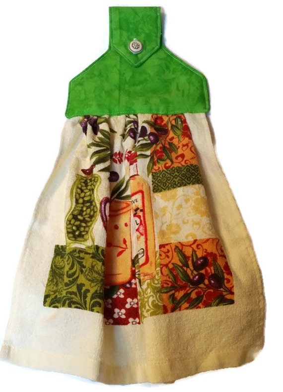 Hanging Kitchen Towel Italian themed towel with a green
