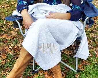 Monogram Blanket | Personalized Stadium Sweatshirt Blanket Throw | Game Day Fleece Blanket | Tailgate Blanket | Multiple Colors