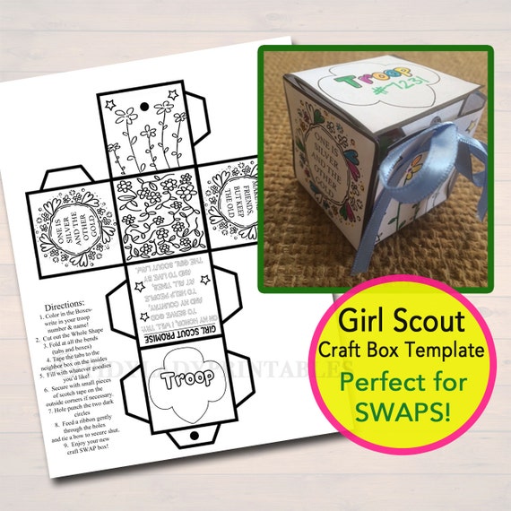 Girl Scouts Paper Craft Box Template Girl Scout Crafts Girl