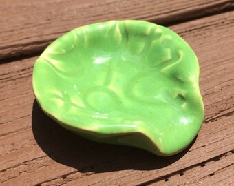 Pottery Spoon Rest, Spoonrest, Small, Spring Green