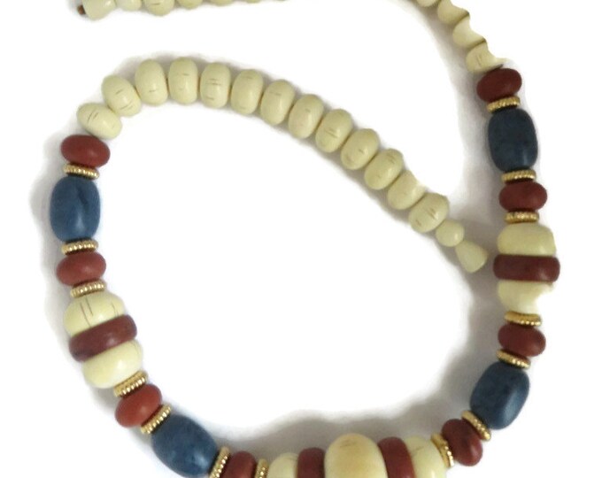 AVON Indian Summer Necklace, Vintage 1980s Beaded Necklace