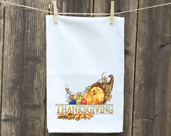 Kitchen Towel-Flour Sack-Holiday-Towel-Tea-Dish-Hand-Kitchen-Personalized-Custom-Happy Thanksgiving