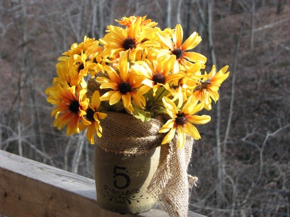 Primitive floral arrangement primitive crock by TheVineDesigns