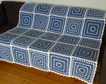 Crochet Afghan Crochet Blanket Afghan Blanket Blue Crochet Afghan Blue Crochet Blanket Blue Afghan Blanket Blue Sofa Throw Lap Blanket