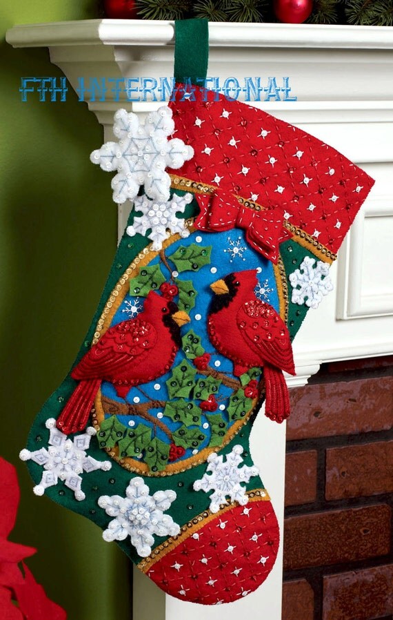 Bucilla Cardinals 18 Felt Christmas Stocking Kit