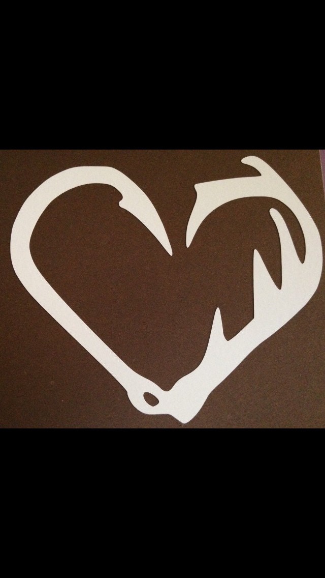 Fishing hook heart decal by BrisCraftsandthings on Etsy