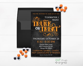 Printable Trunk or Treat Invitations and Poster - Ward Party Invitations - Halloween Party Invitation - Trunk or Treat - Halloween Printable