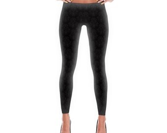 All over printed cat skull black leggings, skull leggings, cat leggings, halloween leggings, silky soft leggings, Made in USA