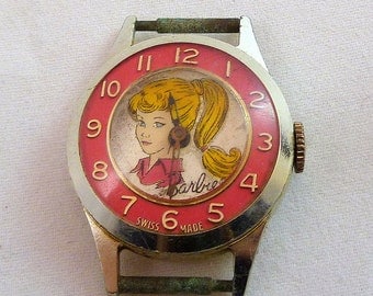 1963 BARBIE WATCH Original Genuine 1963 Swiss Made Mattel Barbie Watch in Pink 1963 Original Pink Barbie Watch for Barbie Fans & Collectors