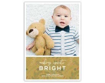 Photo Holiday Cards // Family Christmas Cards // Holiday Greeting Cards // 5x7 Printable Making Spirits Bright Card // The Parkers