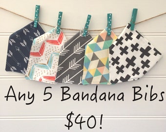 Any 5 Organic Cotton Bandana Bibs Special