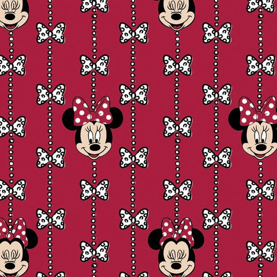 Disney Minnie Mouse Fabric Bow Stripe FLANNEL Fabric From