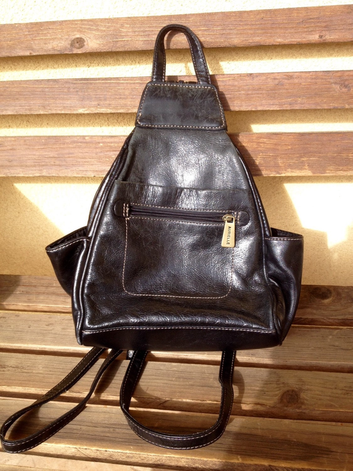 Leather Backpack Bag Hipster Black Shoulder Aurielle bag