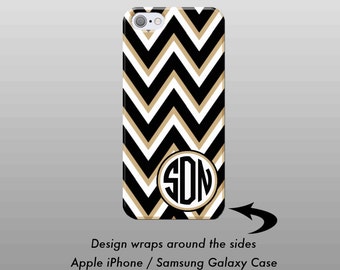 Black Gold Chevron Monogram iPhone 6 Case, iPhone 6 Plus Case, iPhone Case, iPhone 7 Case iPhone 7 Plus Case, iPhone 6S Case