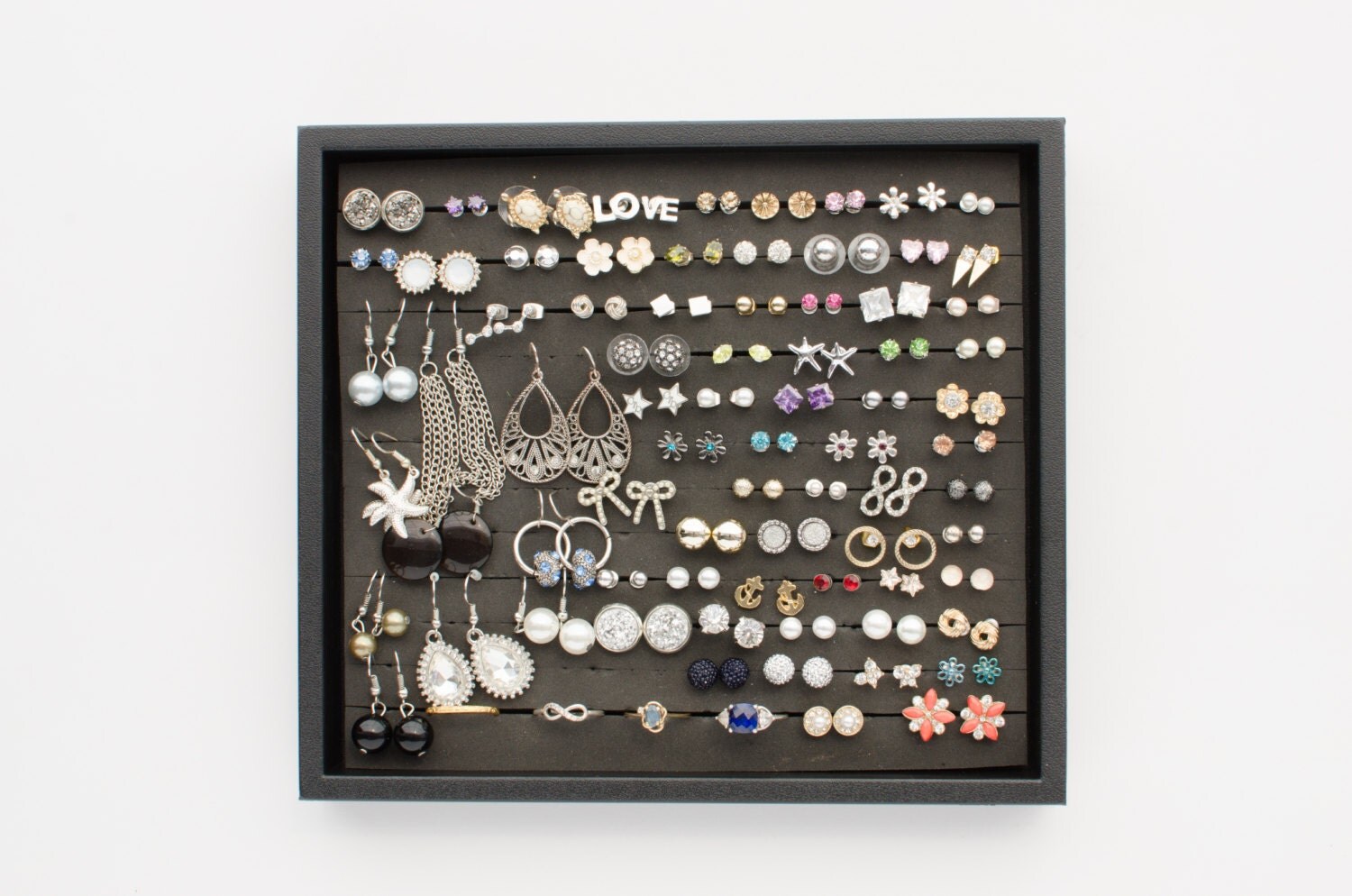 Earring Display Tray Black Plastic Frame Earring Organizer