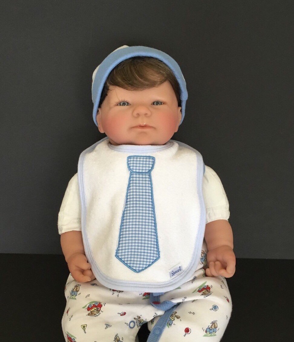 Baby bib Neck tie bib with appliqued tie baby boy