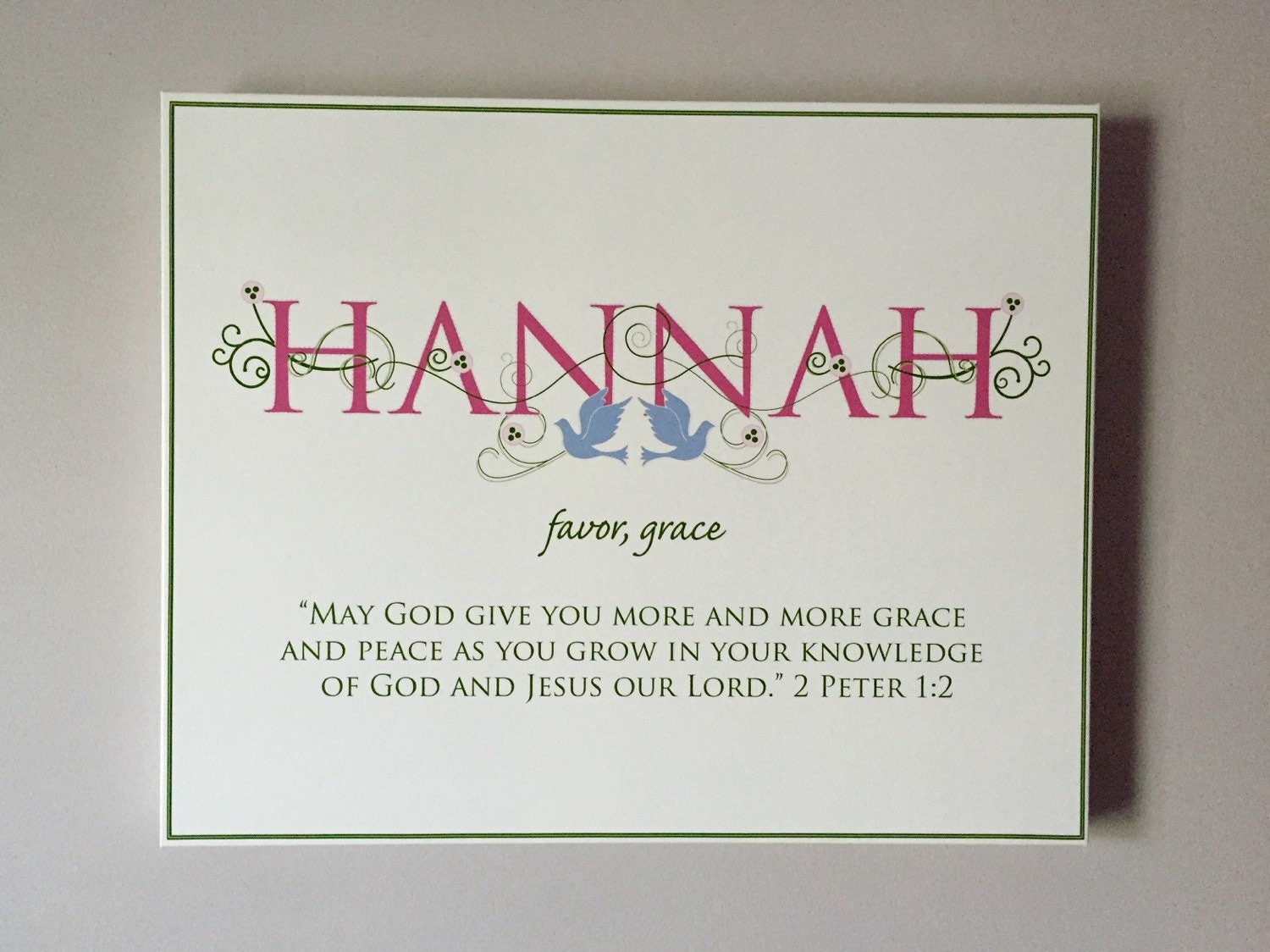 HANNAH Name Art Canvas with Name Meaning and Scripture Verse