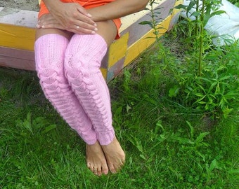 Pink leg warmers, gaiters, high socks