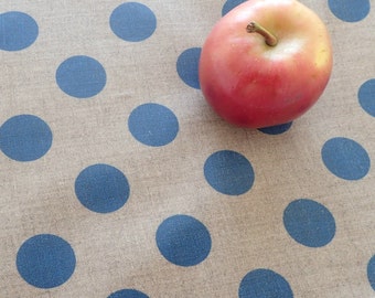 Placemats, Set of 6, Linen Placemats, Blue Polka Dot, Waterproof, Wipe Clean Table Mats