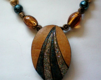 Southwestern Painted Gourd Pendant Necklace - 4824