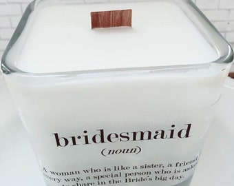 NEW Bridesmaid Soy Candle ~ Bridesmaid Gift~Bridesmaid Favors~Maid of Honor Gift~Bridesmaid Thank You~Spring Weddings~Bridal Favors~