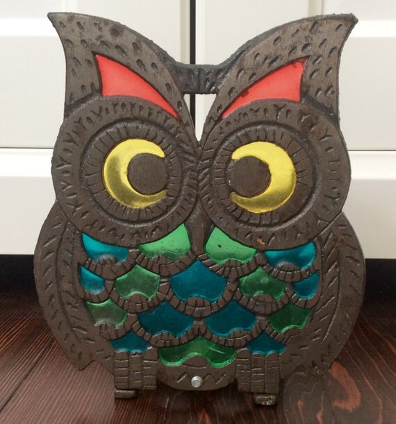 RESERVED FOR KATIE Vintage Cast Iron Owl Napkin Holder