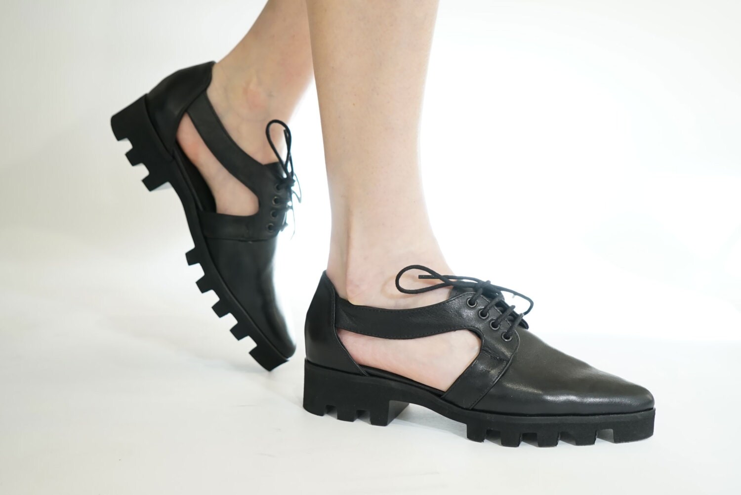 black oxford platform shoes