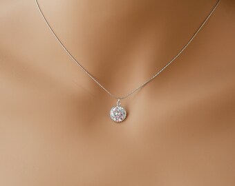 Single diamond necklace one stone necklace diamond pendant necklace single gem necklace diamond solitaire necklace cubic zirconia necklace