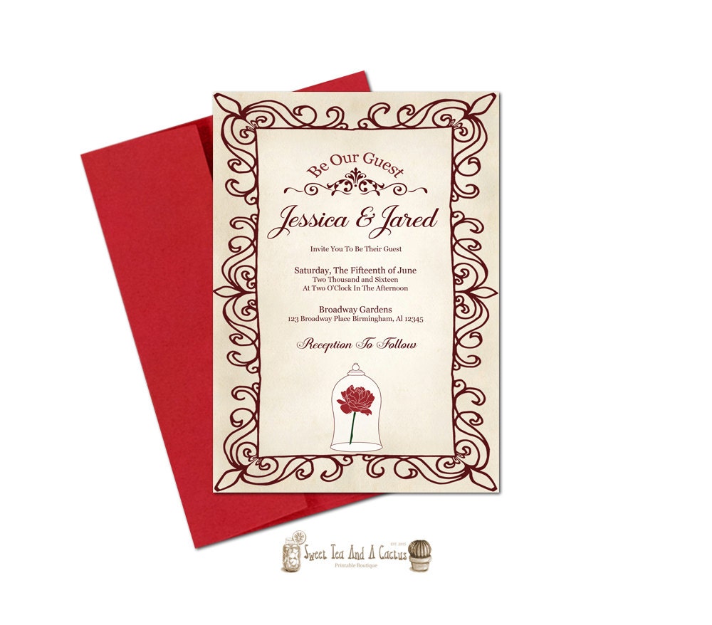 Beauty and the Beast Wedding Invitation Printable Be Our Guest