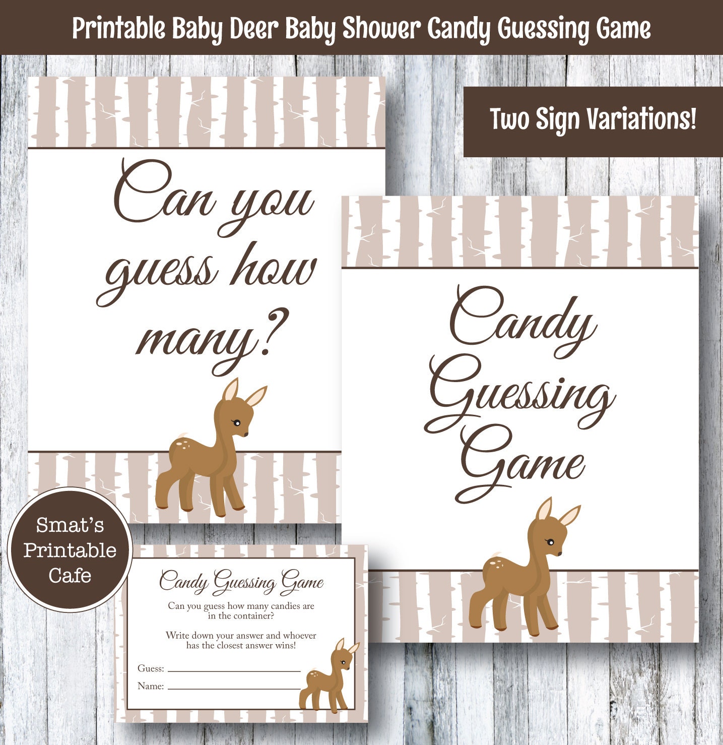 Baby Deer Baby Shower Candy Guessing Game PRINTABLE Rustic