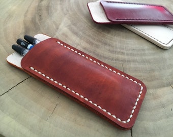 Pen case leather Pen sleeve Pen leather pouch Personalized pen case monogram Pen holder leather Pen organizer Pencil case Anniversary gift