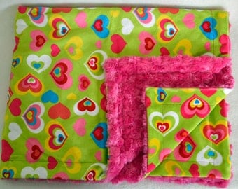 Minky Baby Blanket, Baby Girl Blanket, Double Sided Minky Blanket, Baby Shower Gift, 35 x 30 *Ready to Ship*