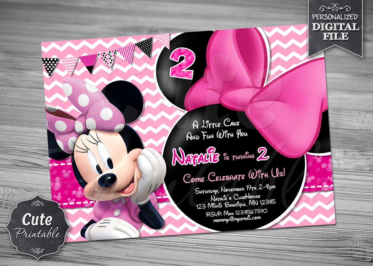 Minnie Mouse Pink Invitations 4