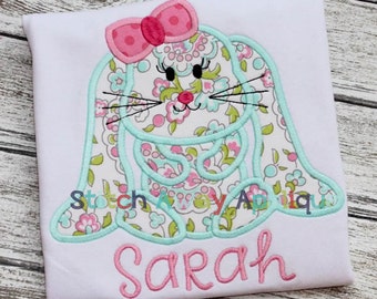 Floppy Ear Easter Bunny Girl Machine Applique Design